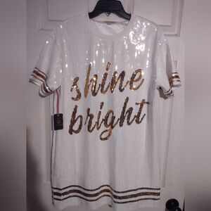 Simply Southern women's white/gold sequin dress